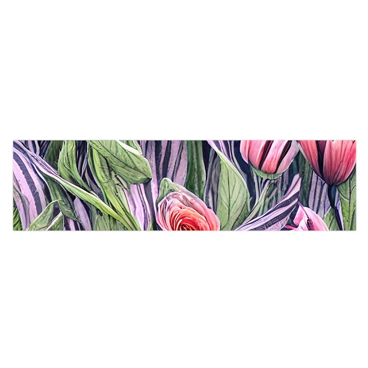 Charming Watercolor Flowers Oblong Satin Scarf (16  x 60 )