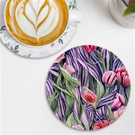 Charming Watercolor Flowers UV Print Round Tile Coaster Front