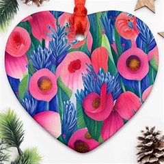 Celestial Watercolor Flowers Ornament (heart)