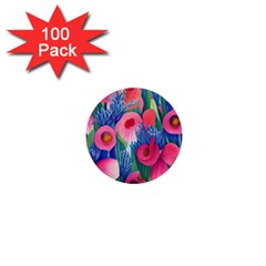 Celestial Watercolor Flowers 1  Mini Buttons (100 Pack)  by GardenOfOphir