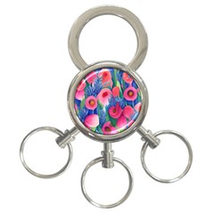 Celestial Watercolor Flowers 3-ring Key Chain by GardenOfOphir