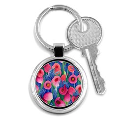 Celestial Watercolor Flowers Key Chain (round) by GardenOfOphir