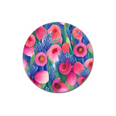 Celestial Watercolor Flowers Magnet 3  (round) by GardenOfOphir