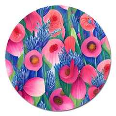 Celestial Watercolor Flowers Magnet 5  (round) by GardenOfOphir