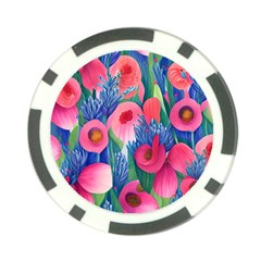 Celestial Watercolor Flowers Poker Chip Card Guard by GardenOfOphir