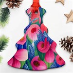 Celestial Watercolor Flowers Christmas Tree Ornament (Two Sides) Front