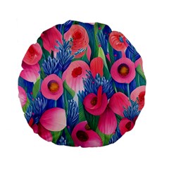 Celestial Watercolor Flowers Standard 15  Premium Flano Round Cushions by GardenOfOphir