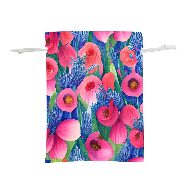 Celestial Watercolor Flowers Lightweight Drawstring Pouch (S)