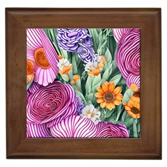 Captivating Watercolor Flowers Framed Tile by GardenOfOphir