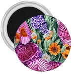 Captivating Watercolor Flowers 3  Magnets Front