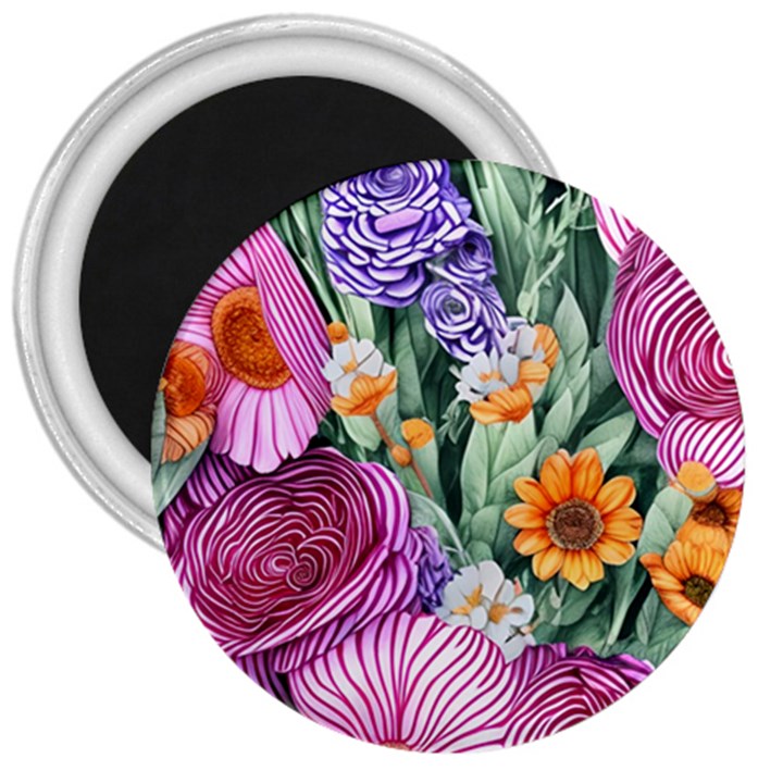 Captivating Watercolor Flowers 3  Magnets