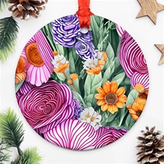 Captivating Watercolor Flowers Ornament (round) by GardenOfOphir