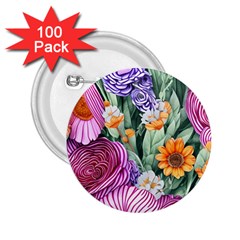 Captivating Watercolor Flowers 2 25  Buttons (100 Pack)  by GardenOfOphir