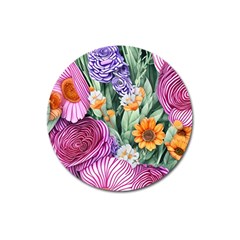 Captivating Watercolor Flowers Magnet 3  (round) by GardenOfOphir