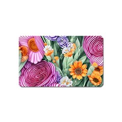 Captivating Watercolor Flowers Magnet (name Card) by GardenOfOphir