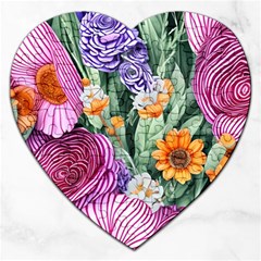 Captivating Watercolor Flowers Jigsaw Puzzle (heart) by GardenOfOphir