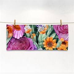 Captivating Watercolor Flowers Hand Towel by GardenOfOphir