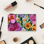 Captivating Watercolor Flowers Cosmetic Bag (Small) Front