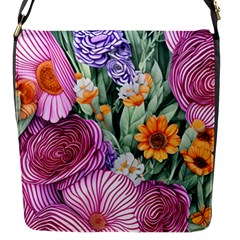 Captivating Watercolor Flowers Flap Closure Messenger Bag (s) by GardenOfOphir