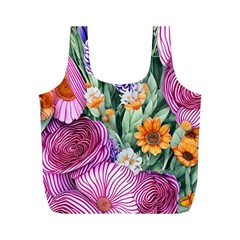 Captivating Watercolor Flowers Full Print Recycle Bag (m) by GardenOfOphir