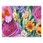 Captivating Watercolor Flowers Premium Plush Fleece Blanket (Large) Blanket Back