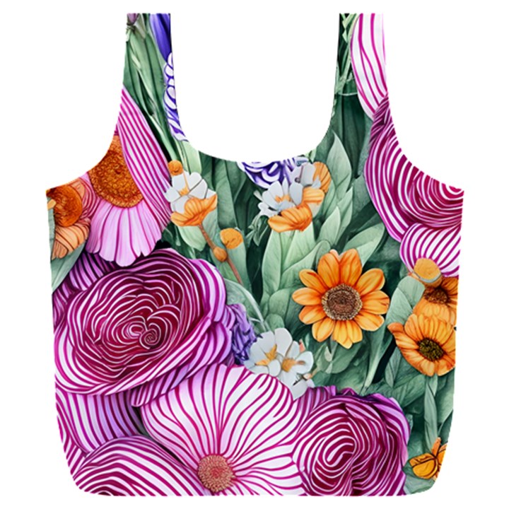 Captivating Watercolor Flowers Full Print Recycle Bag (XXL)