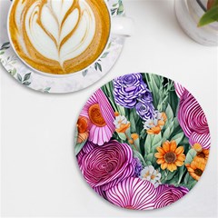 Captivating Watercolor Flowers Uv Print Round Tile Coaster by GardenOfOphir