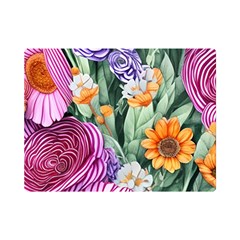 Captivating Watercolor Flowers One Side Premium Plush Fleece Blanket (mini) by GardenOfOphir