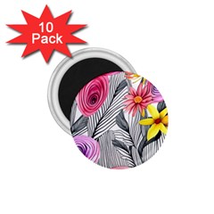 Darling And Dazzling Watercolor Flowers 1 75  Magnets (10 Pack)  by GardenOfOphir