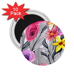 Darling And Dazzling Watercolor Flowers 2 25  Magnets (10 Pack)  by GardenOfOphir