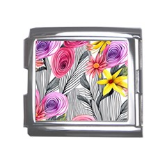 Darling And Dazzling Watercolor Flowers Mega Link Italian Charm (18mm) by GardenOfOphir