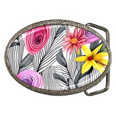 Darling And Dazzling Watercolor Flowers Belt Buckles by GardenOfOphir