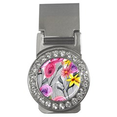 Darling And Dazzling Watercolor Flowers Money Clips (cz)  by GardenOfOphir