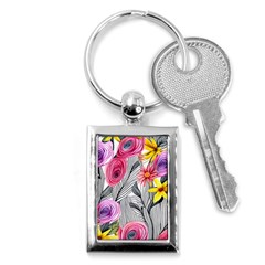 Darling And Dazzling Watercolor Flowers Key Chain (rectangle) by GardenOfOphir