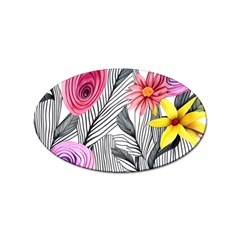 Darling And Dazzling Watercolor Flowers Sticker (oval) by GardenOfOphir