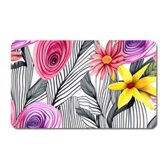 Darling And Dazzling Watercolor Flowers Magnet (rectangular) by GardenOfOphir