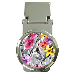 Darling And Dazzling Watercolor Flowers Money Clip Watches by GardenOfOphir