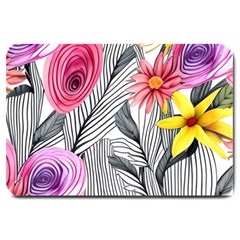 Darling And Dazzling Watercolor Flowers Large Doormat by GardenOfOphir