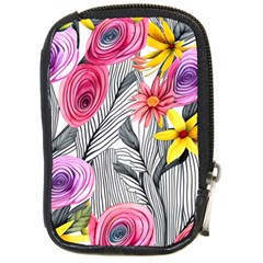 Darling And Dazzling Watercolor Flowers Compact Camera Leather Case by GardenOfOphir