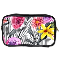 Darling And Dazzling Watercolor Flowers Toiletries Bag (two Sides) by GardenOfOphir