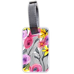 Darling And Dazzling Watercolor Flowers Luggage Tag (two Sides) by GardenOfOphir