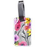 Darling And Dazzling Watercolor Flowers Luggage Tag (two sides) Back