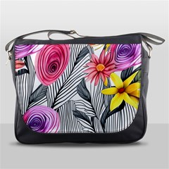 Darling And Dazzling Watercolor Flowers Messenger Bag by GardenOfOphir