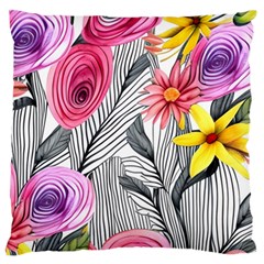 Darling And Dazzling Watercolor Flowers Standard Premium Plush Fleece Cushion Case (two Sides) by GardenOfOphir