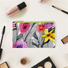 Darling And Dazzling Watercolor Flowers Cosmetic Bag (xs) by GardenOfOphir