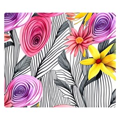 Darling And Dazzling Watercolor Flowers One Side Premium Plush Fleece Blanket (small) by GardenOfOphir