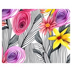 Darling And Dazzling Watercolor Flowers One Side Premium Plush Fleece Blanket (medium) by GardenOfOphir