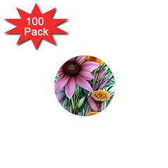 Watercolor Flowers Botanical Foliage 1  Mini Magnets (100 Pack)  by GardenOfOphir