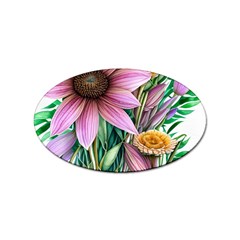 Watercolor Flowers Botanical Foliage Sticker (oval) by GardenOfOphir