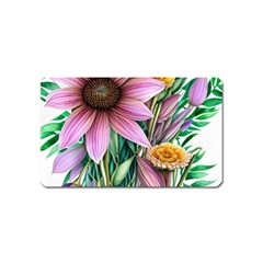 Watercolor Flowers Botanical Foliage Magnet (name Card) by GardenOfOphir